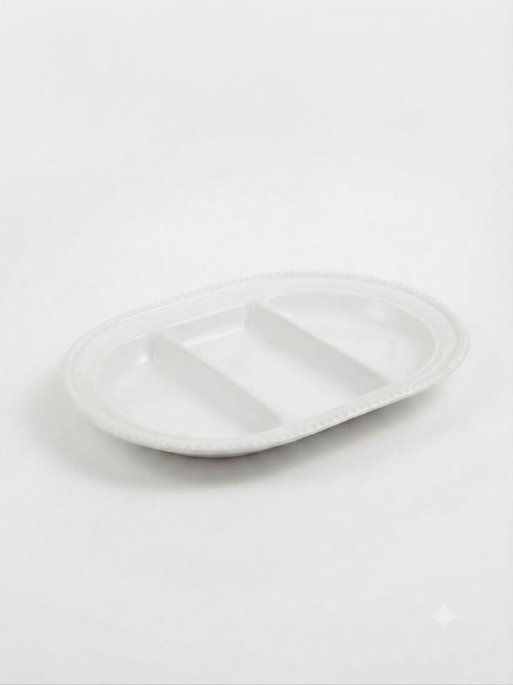 Grande Servis Tabağı 3 Bölmeli Beyaz 42 cm