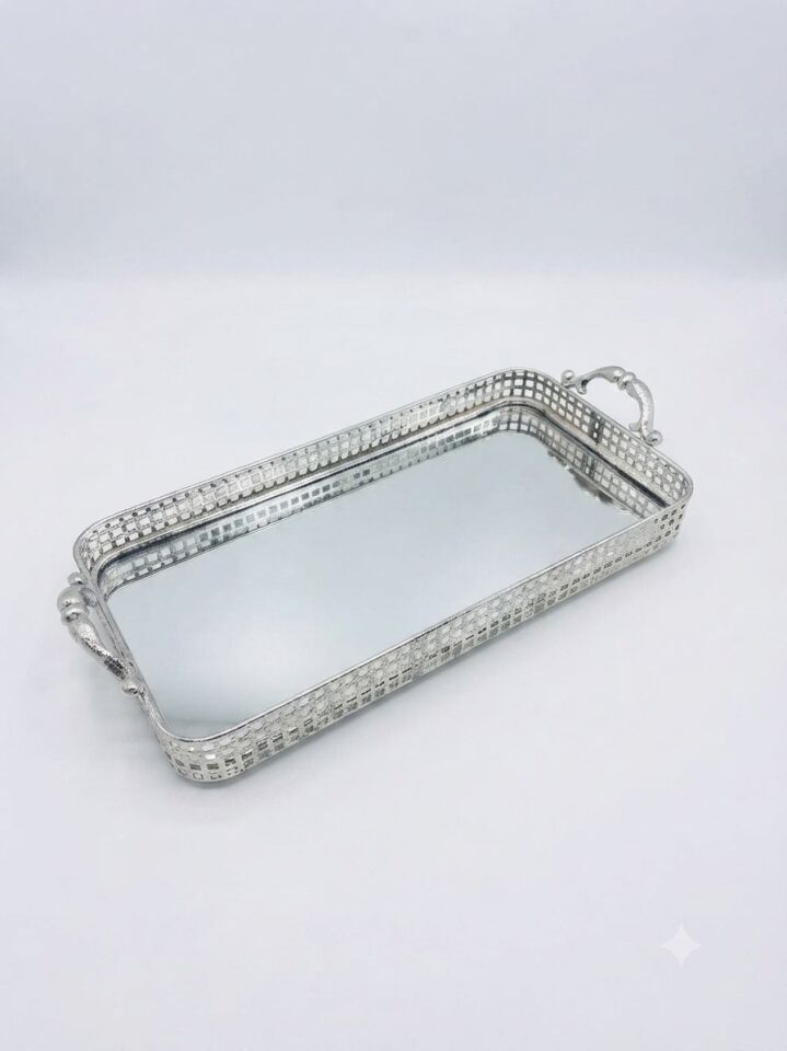 PANALI METAL DEKORATİF TEPSİ BÜYÜK BOY 55 x 26 cm