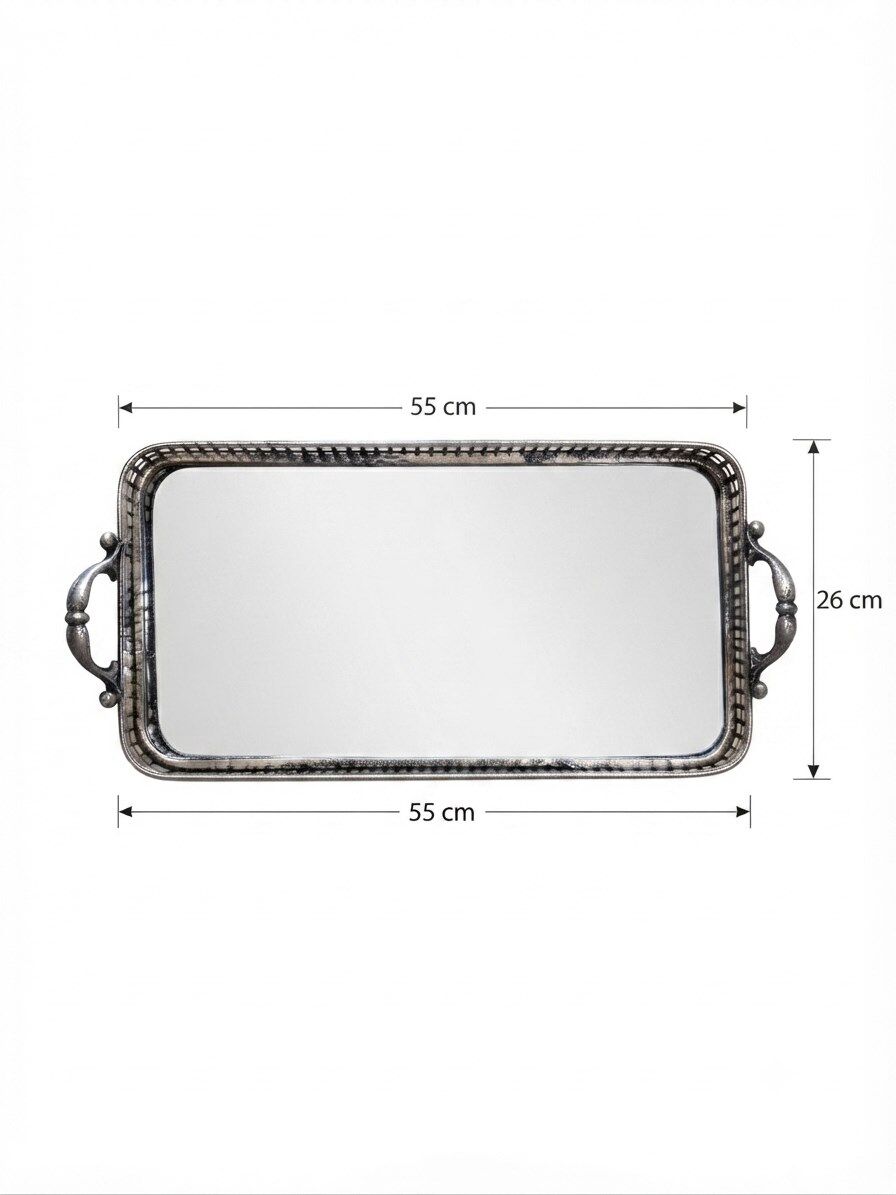 PANALI METAL DEKORATİF TEPSİ BÜYÜK BOY 55 x 26 cm