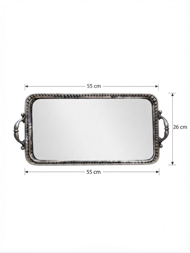 PANALI METAL DEKORATİF TEPSİ BÜYÜK BOY 55 x 26 cm