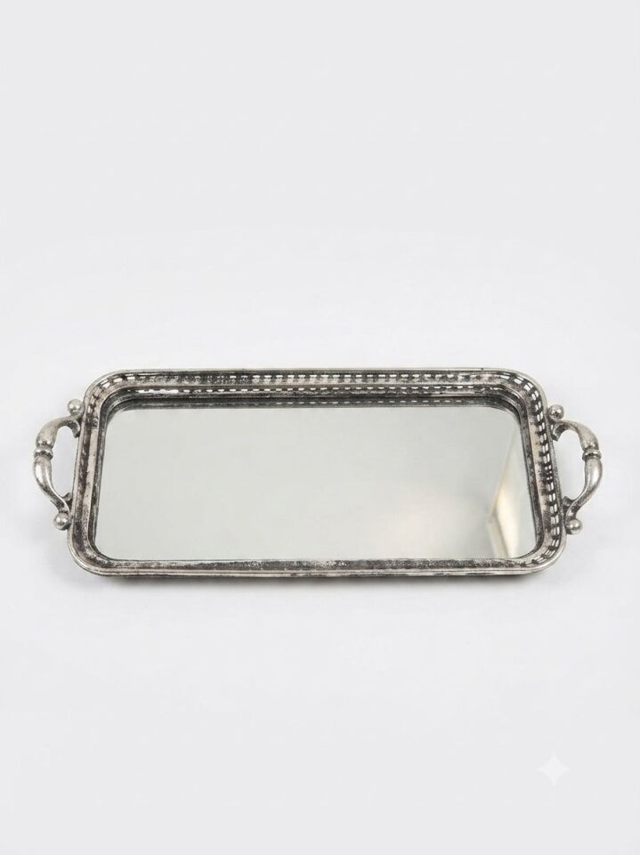 PANALI METAL DEKORATİF TEPSİ KÜÇÜK BOY 51 x 21 cm
