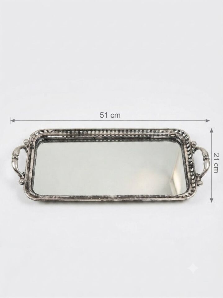PANALI METAL DEKORATİF TEPSİ KÜÇÜK BOY 51 x 21 cm
