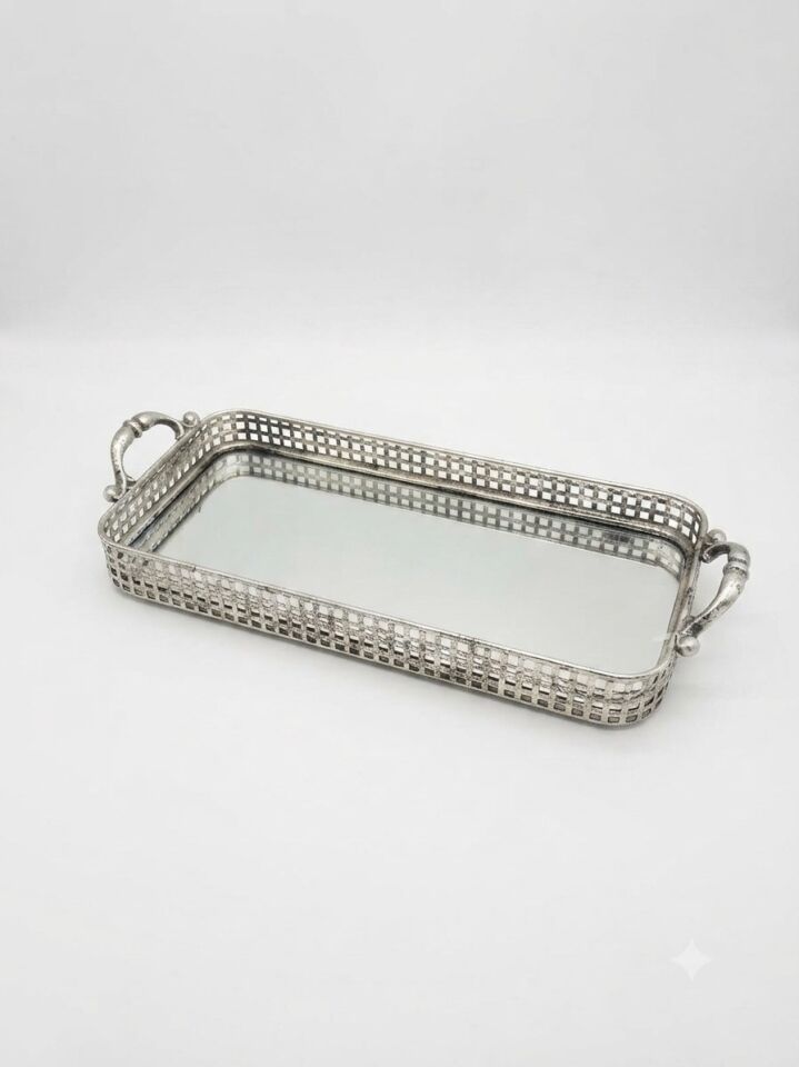 PANALI METAL DEKORATİF TEPSİ KÜÇÜK BOY 51 x 21 cm