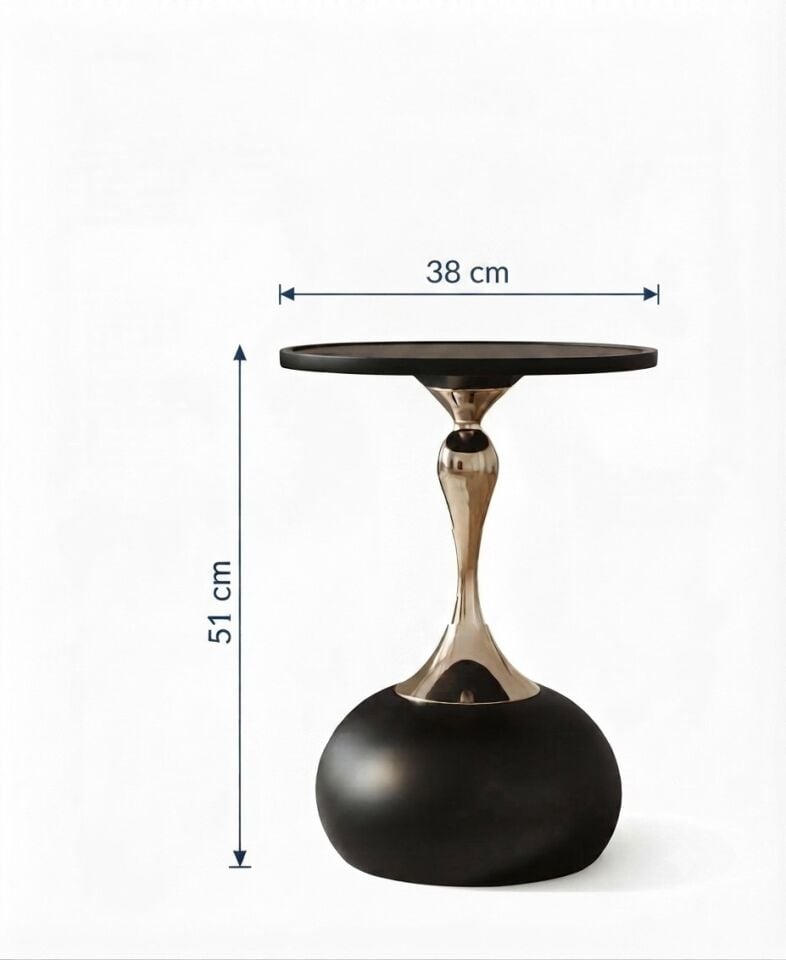 PANALI DEKORATİF YAN SEHPA - Siyah 51 x 38 cm