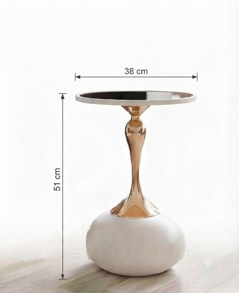 PANALI DEKORATİF YAN SEHPA - Beyaz 51 x 38 cm