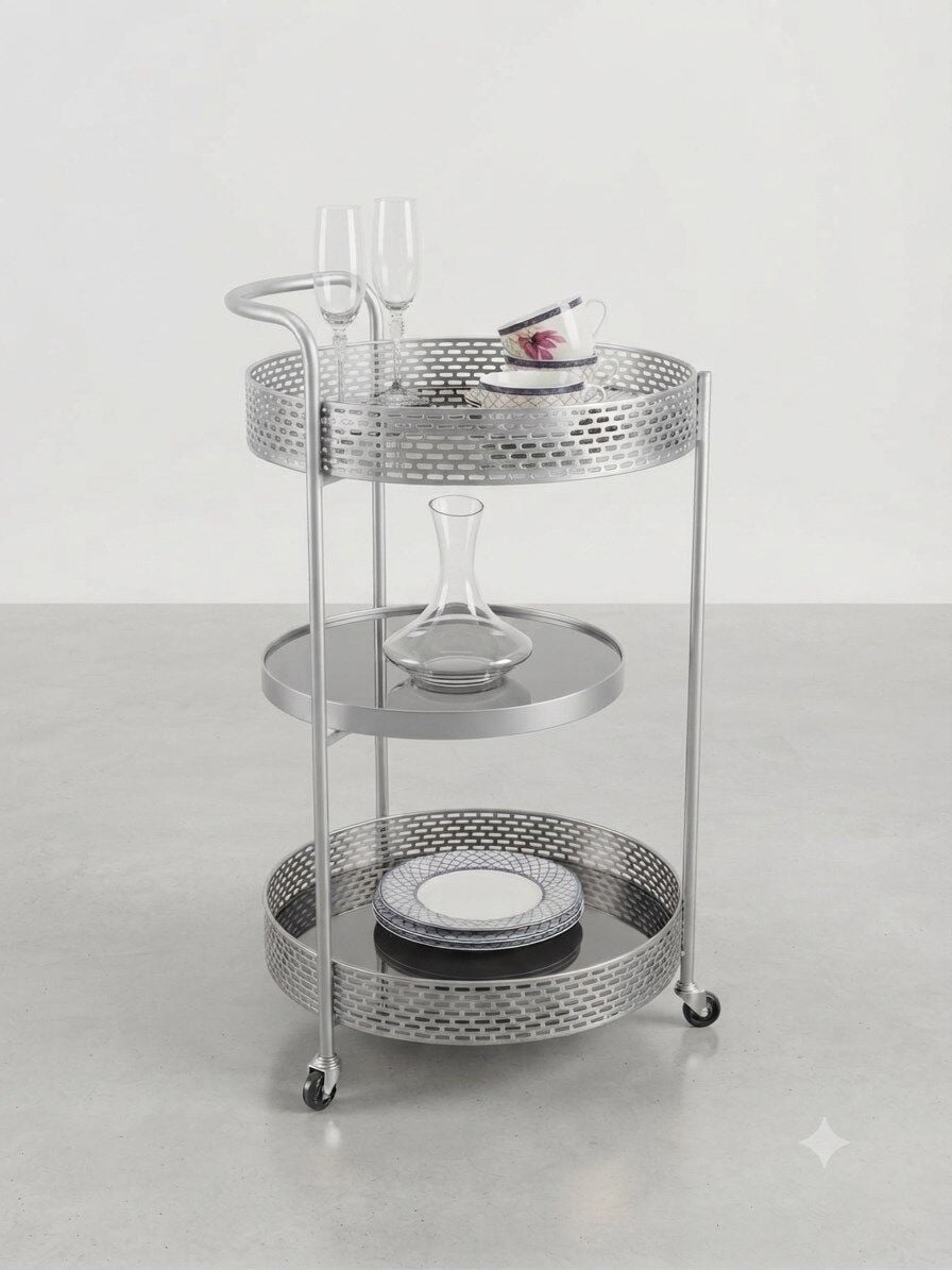 PANALI TEKERLEKLİ SERVİS SEHPASI 71 x 41 cm