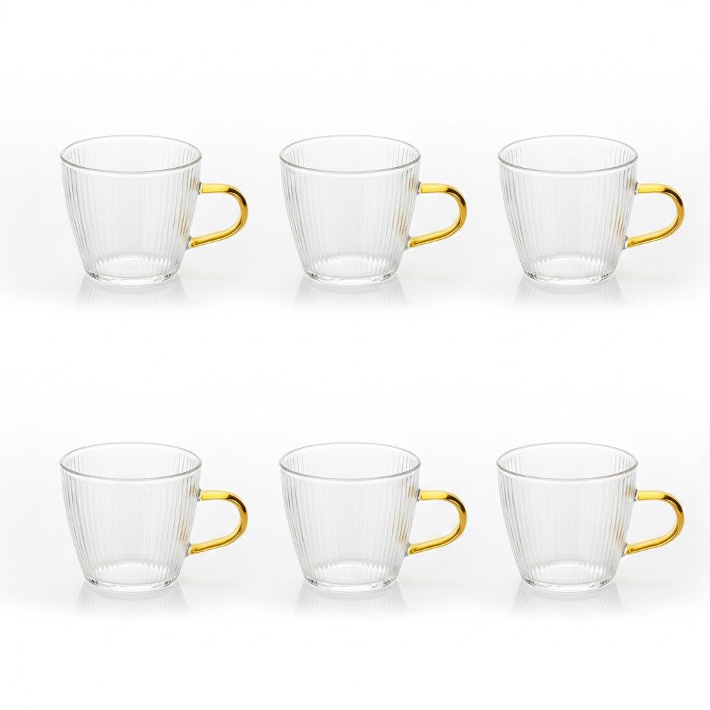 6'LI ÇİZGİLİ DESENLİ KUPA -110 ML