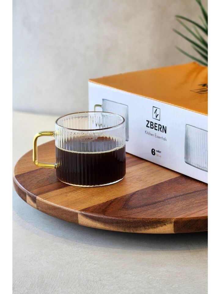 6'LI ÇİZGİLİ DESENLİ KUPA -150 ML