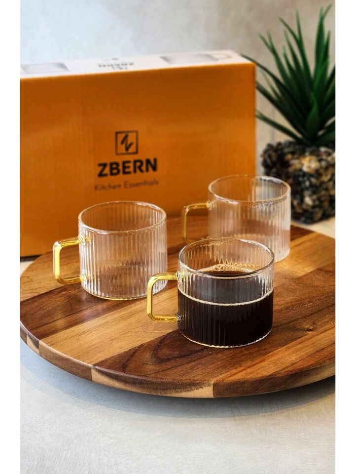6'LI ÇİZGİLİ DESENLİ KUPA -150 ML