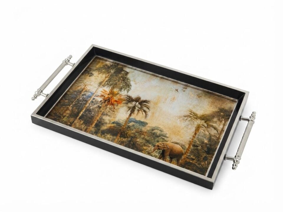 SİYAH GÜMÜŞ TEPSİ 50X31X4 CM