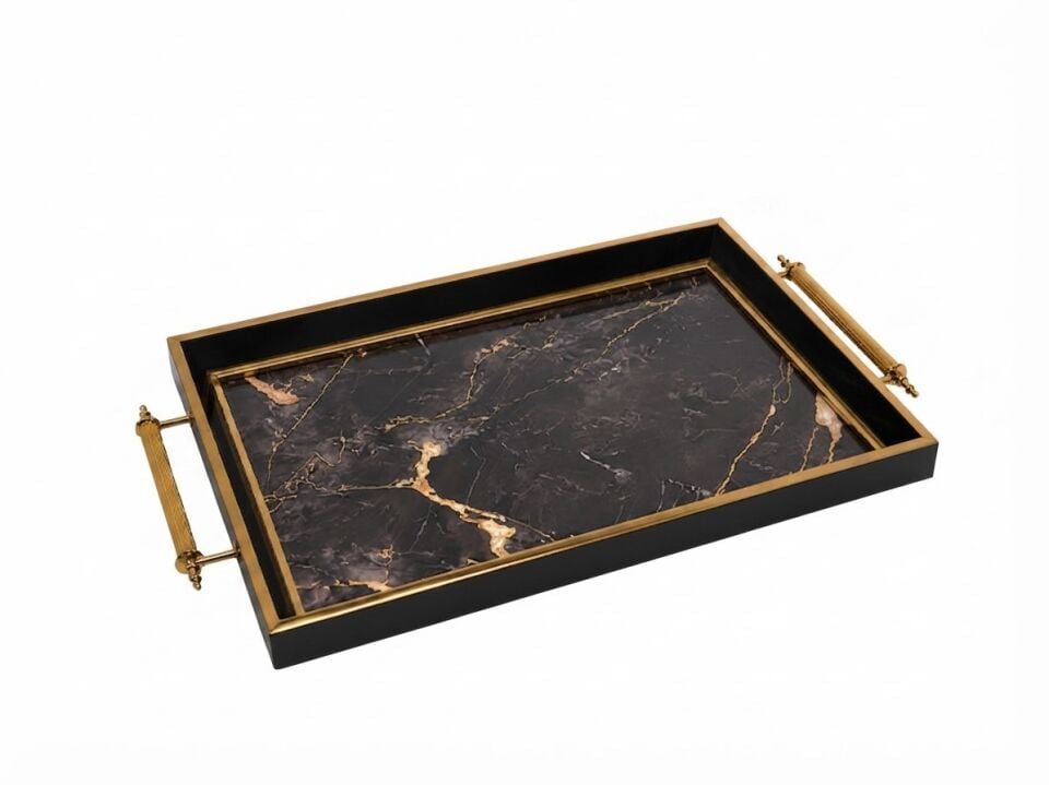 001 SİYAH ALTIN TEPSİ 50X31X4 CM
