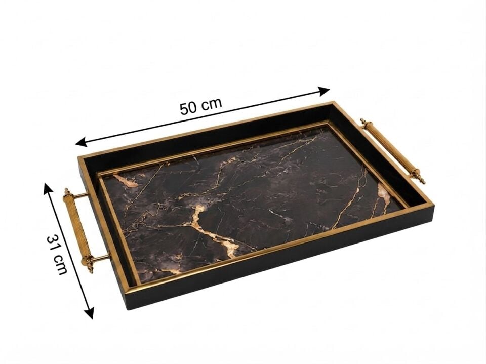 001 SİYAH ALTIN TEPSİ 50X31X4 CM