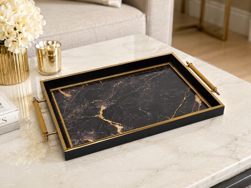 001 SİYAH ALTIN TEPSİ 50X31X4 CM