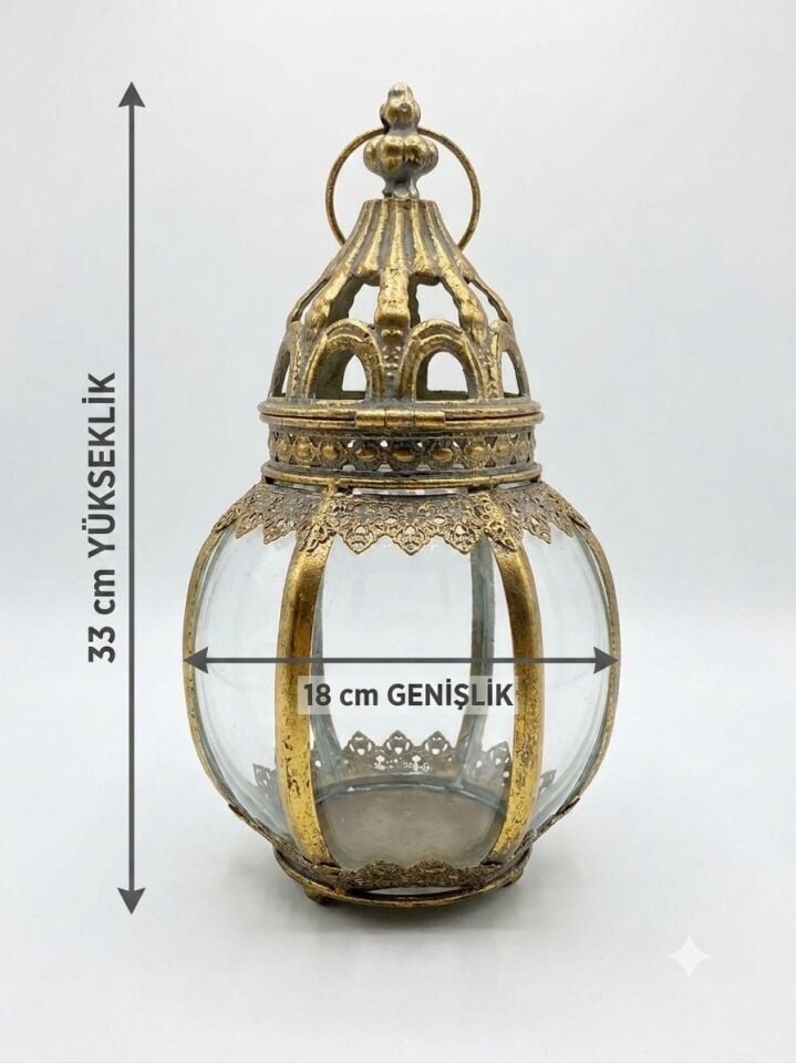METAL DEKORATİF FENER ALTIN 33 x 18 cm