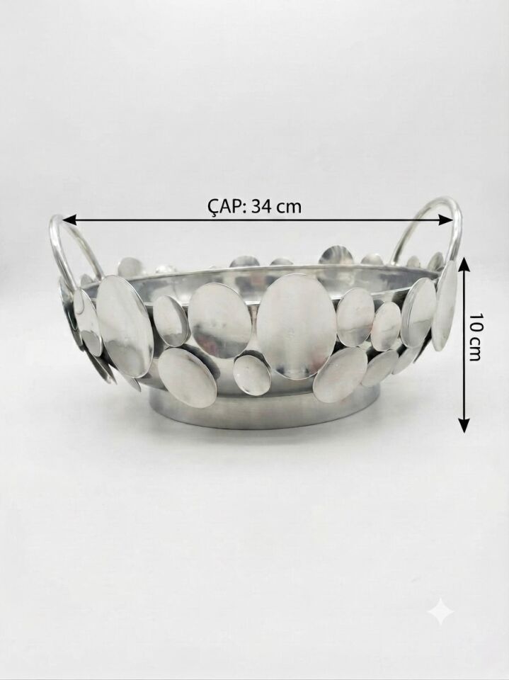 METAL DEKORATİF KASE BÜYÜK 34 x 10 cm