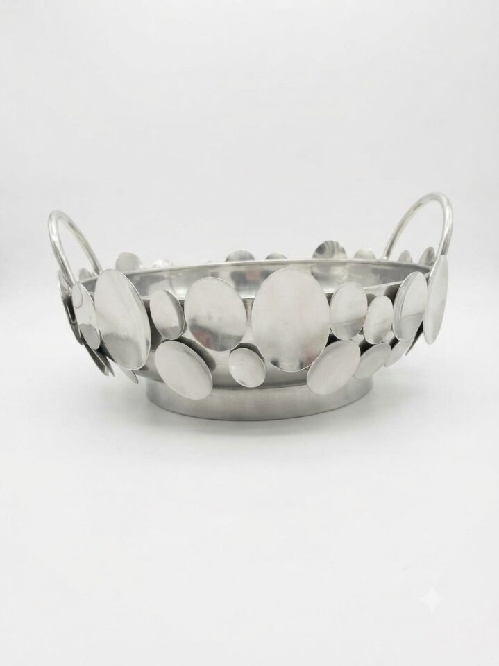 METAL DEKORATİF KASE BÜYÜK 34 x 10 cm
