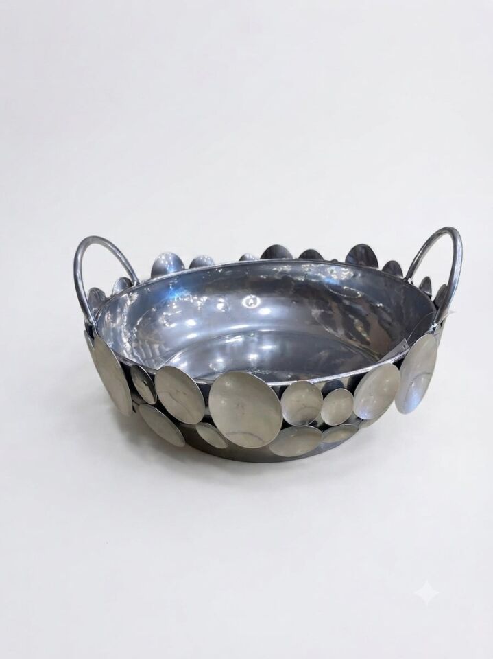 METAL DEKORATİF KASE BÜYÜK 34 x 10 cm