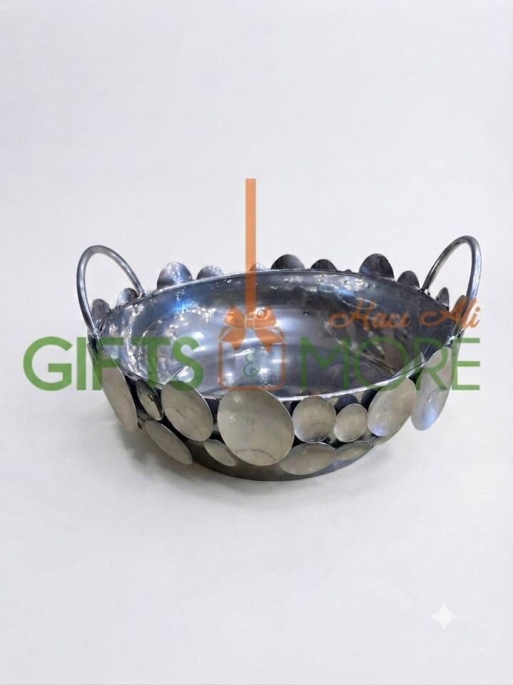 METAL DEKORATİF KASE BÜYÜK 34 x 10 cm