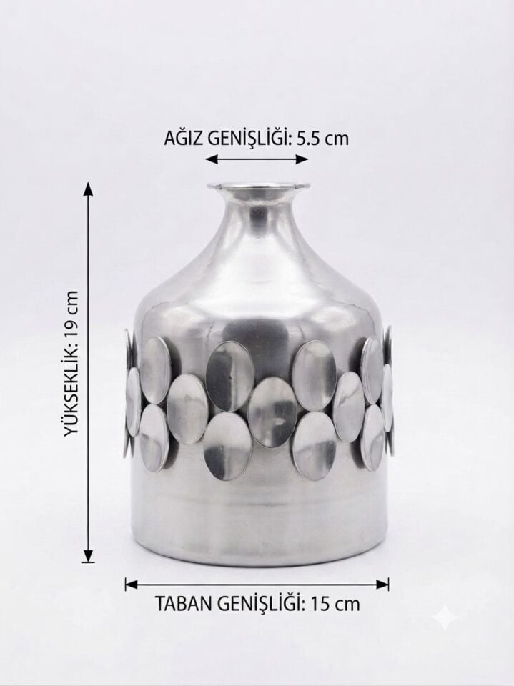 METAL DEKORATİF VAZO KÇK 19 x 15 cm