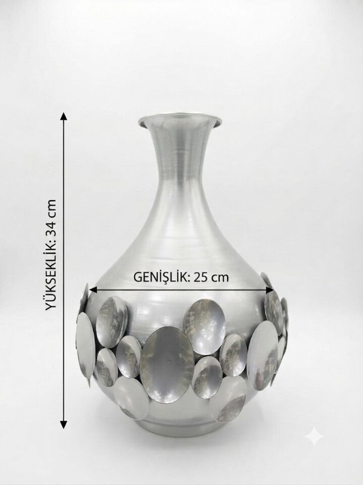 METAL DEKORATİF VAZO BÜYÜK 34 x 25 cm