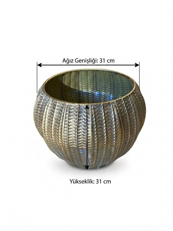 PANALI METAL DEKORATİF SAKSI BÜYÜK BOY 31 x 31 cm