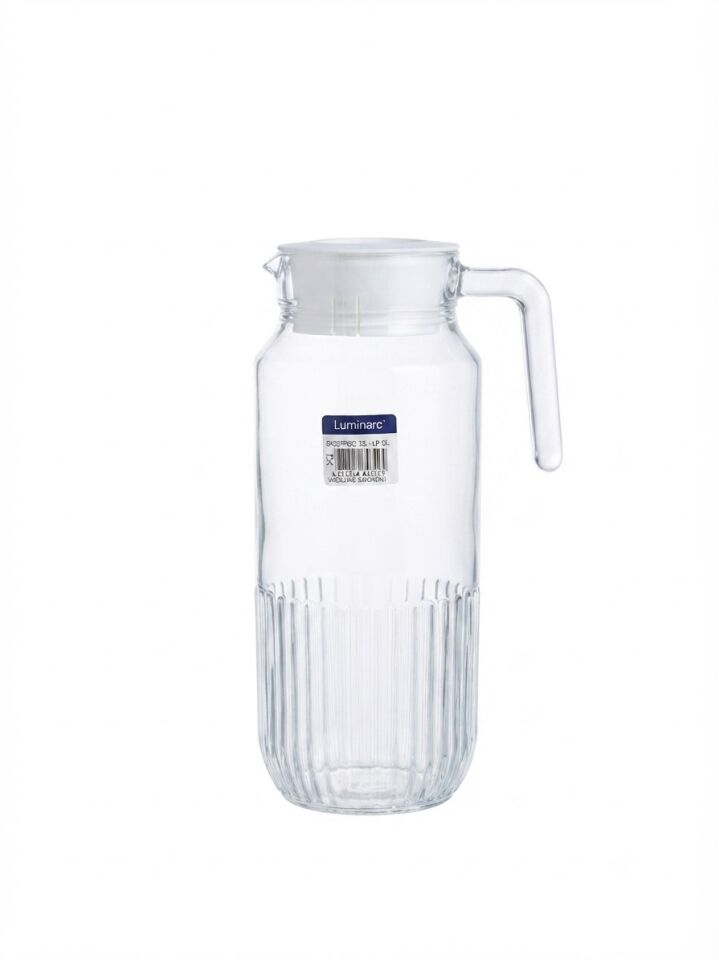 Gridz Buzdolabı Sürahisi + Kapak 1.3 L Şeffaf Cam Sürahi
