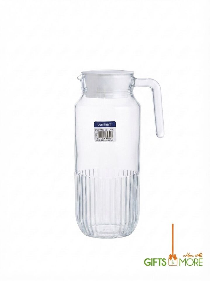Gridz Buzdolabı Sürahisi + Kapak 1.3 L Şeffaf Cam Sürahi