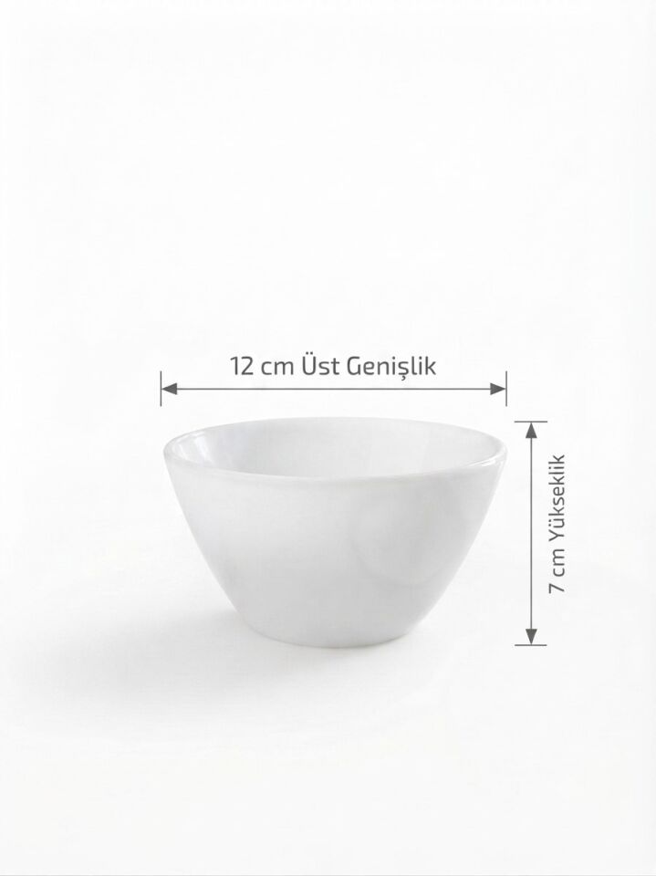 Zelie Opal Temerli Cam Beyaz Kase 12 cm 6'lı Set - Çorba ve Tatlı Kasesi