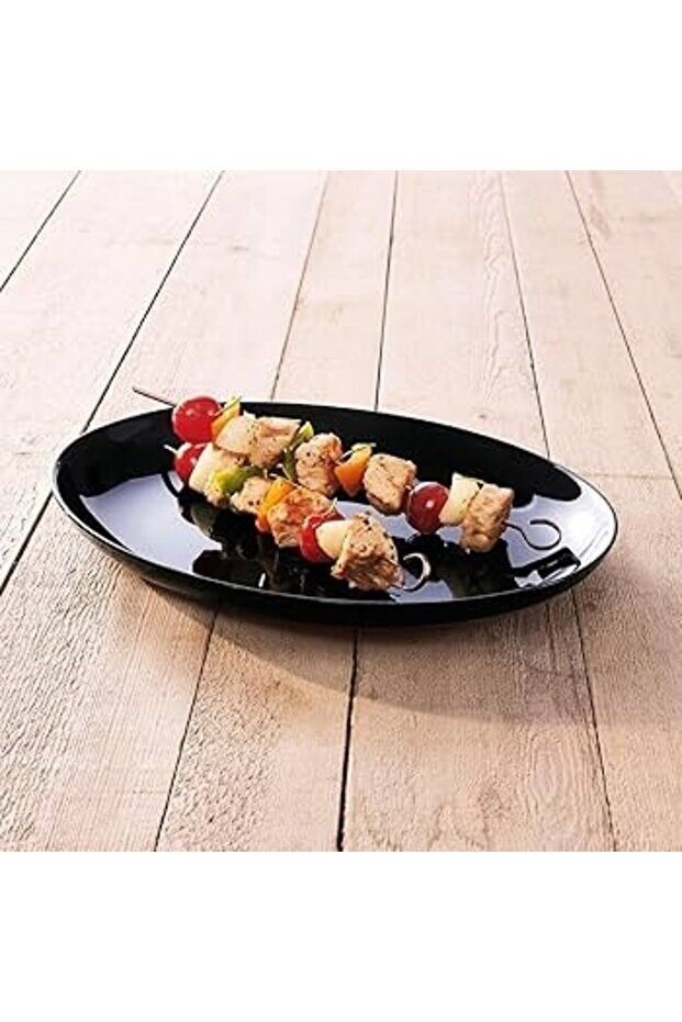 TEMPERLİ CAM OVAL SİYAH SERVİS TABAĞI 33CM
