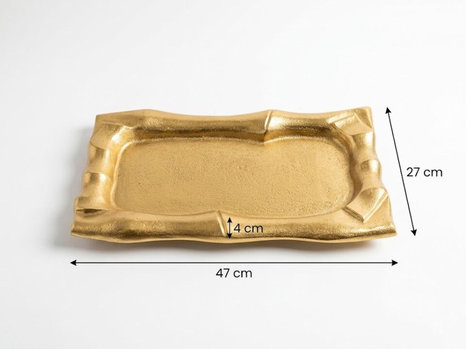 GOLD DEKORATİF TEPSİ 47*27*4 CM