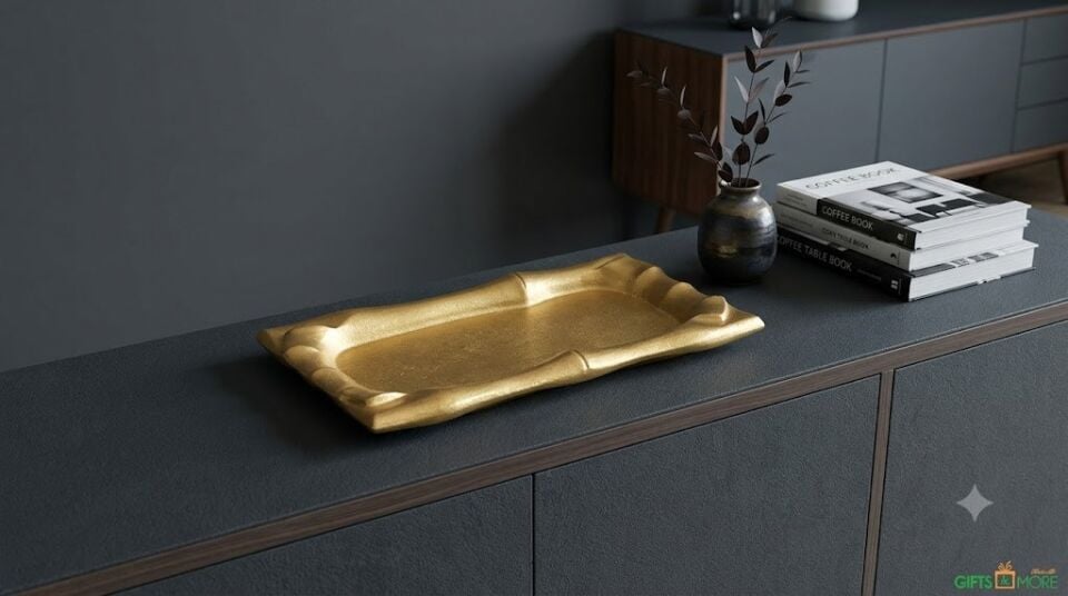 GOLD DEKORATİF TEPSİ 47*27*4 CM
