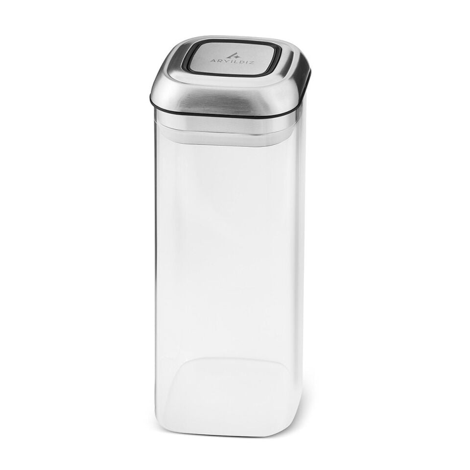 Aryıldız 1450 ml Çelik Kapaklı Vakumlu Bakliyat ve Gıda Saklama Kabı - Şeffaf Organizer Kavanoz