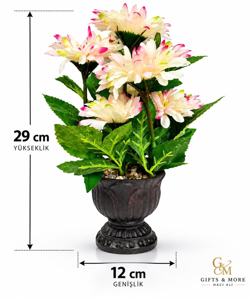SETA GARDEN ÇİÇEK AÇIK PEMPE SİYAH VAZO 33 CM