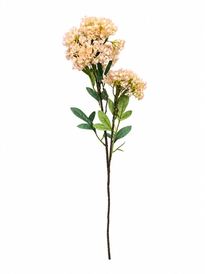 Seta Garden Dekoratif Yapay  Çiçeği Dalı - Tek Kök Üzerinde Çift Çiçek Başlıklı - 63 cm - Açık Pembe