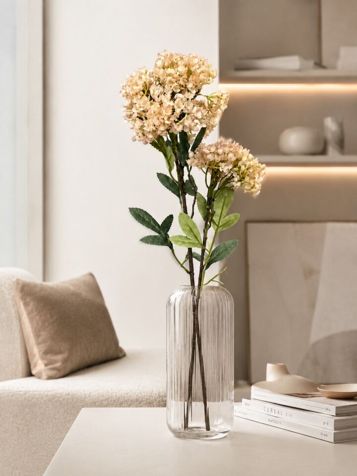 Seta Garden Dekoratif Yapay  Çiçeği Dalı - Tek Kök Üzerinde Çift Çiçek Başlıklı - 63 cm - Açık Pembe