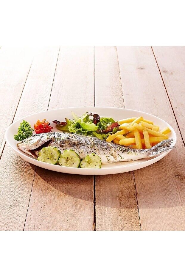 TEMPERLİ CAM OVAL BEYAZ  SERVİS TABAĞI 33CM