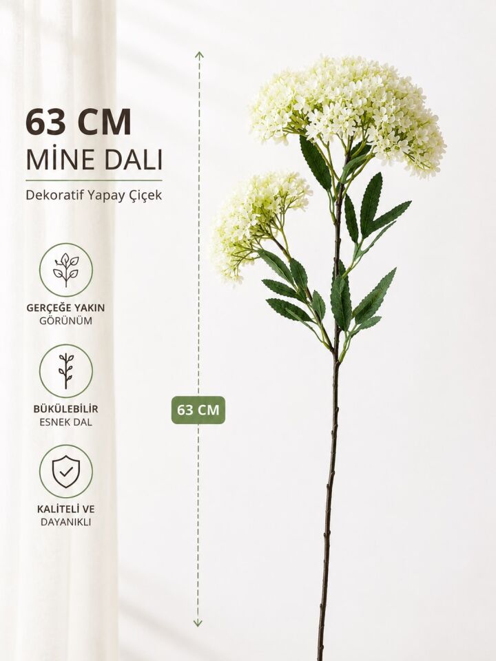YAPAY BEYAZ MİNE DAL 63 CM