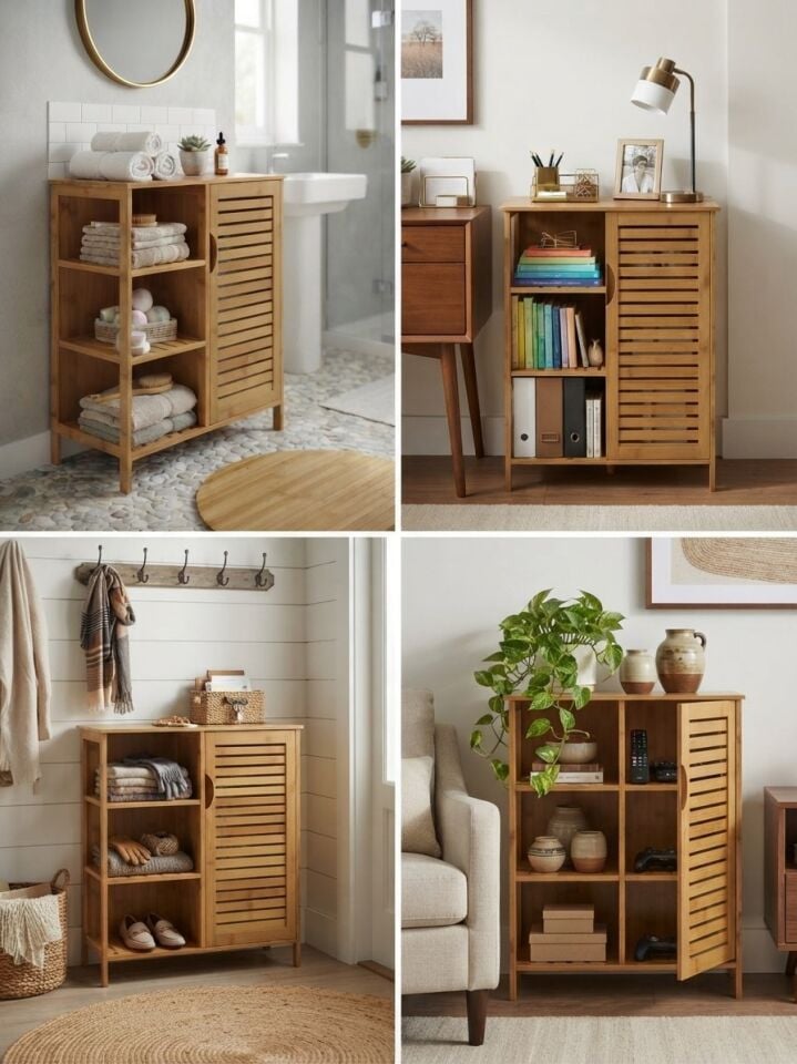 PANALI BAMBU ÇEKMECELİ DOLAP 88 x 66 x 33 cm
