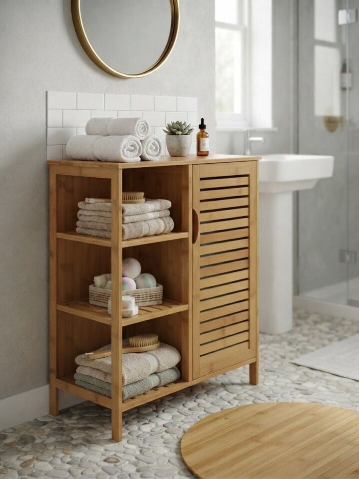 PANALI BAMBU ÇEKMECELİ DOLAP 88 x 66 x 33 cm