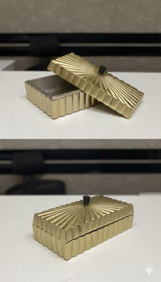 LINES GOLD DIKDORTGEN KUTU 30X13X12 CM