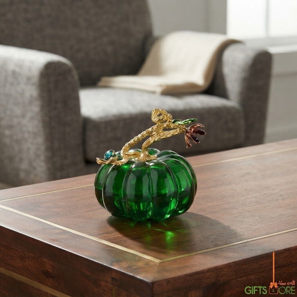 DEKORATİF KRISTAL BALKABAK YEŞİL RENK