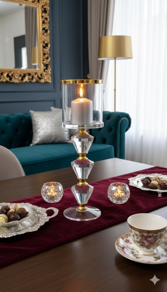 LORENA GOLD KRISTAL MUMLUK 7X7X24 CM