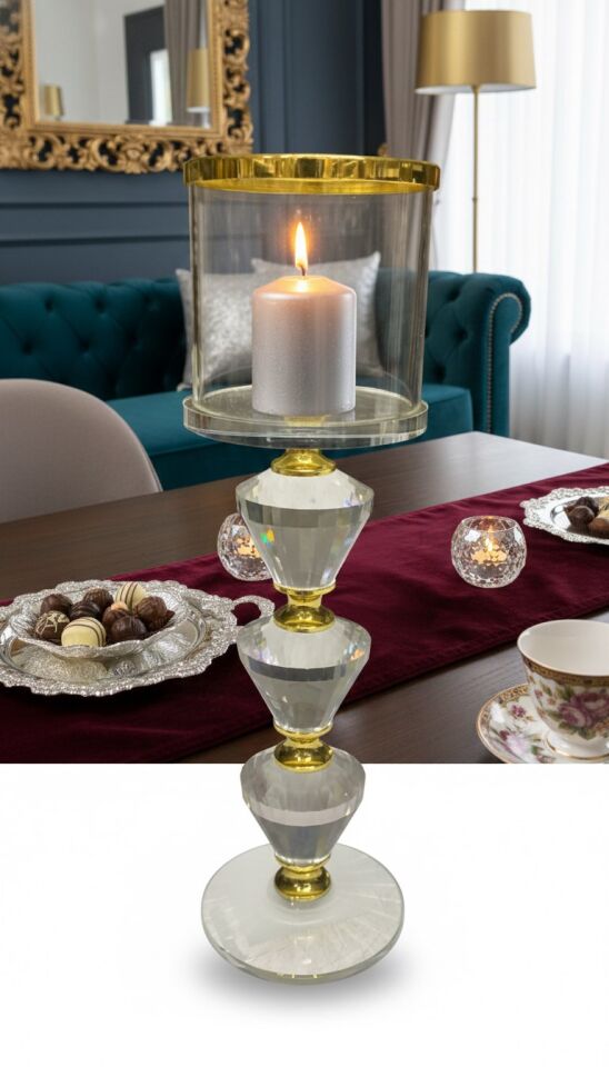 LORENA GOLD KRISTAL MUMLUK 7X7X24 CM