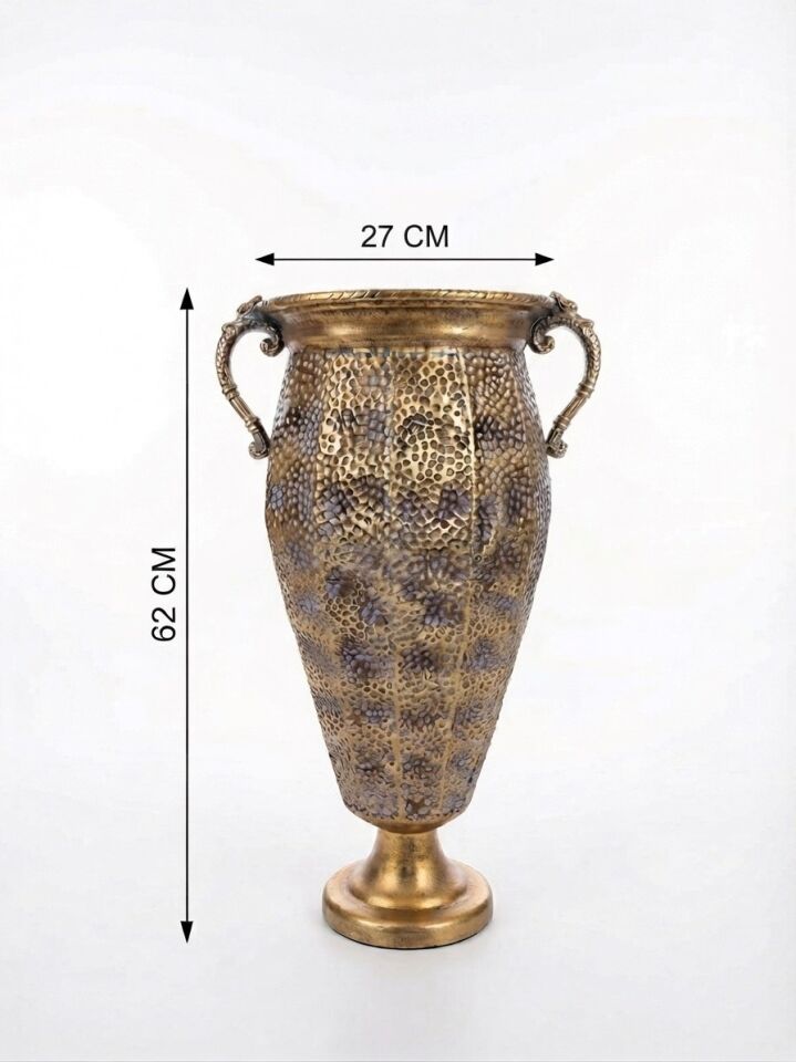 METAL DEKORATİF ANTİK GOLD VAZO  63 x 27 CM