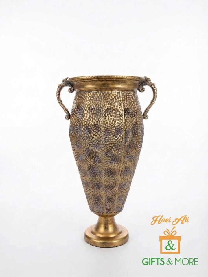 METAL DEKORATİF ANTİK GOLD VAZO  63 x 27 CM
