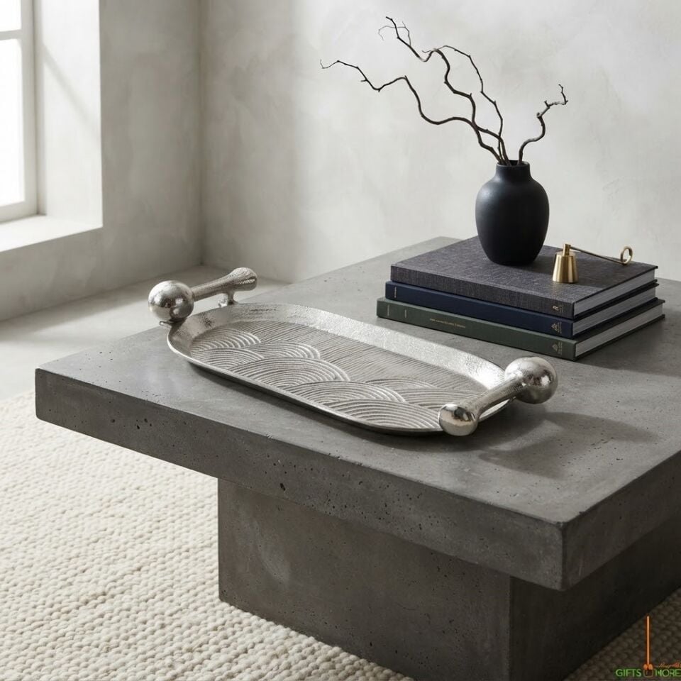 MUSHROOM SILVER DEKORATİF TEPSİ 46X20X6