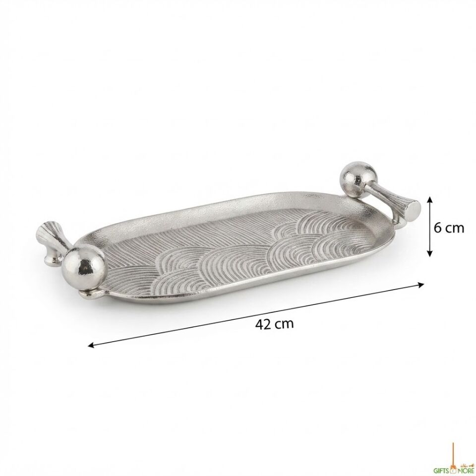 MUSHROOM SILVER DEKORATİF TEPSİ 46X20X6