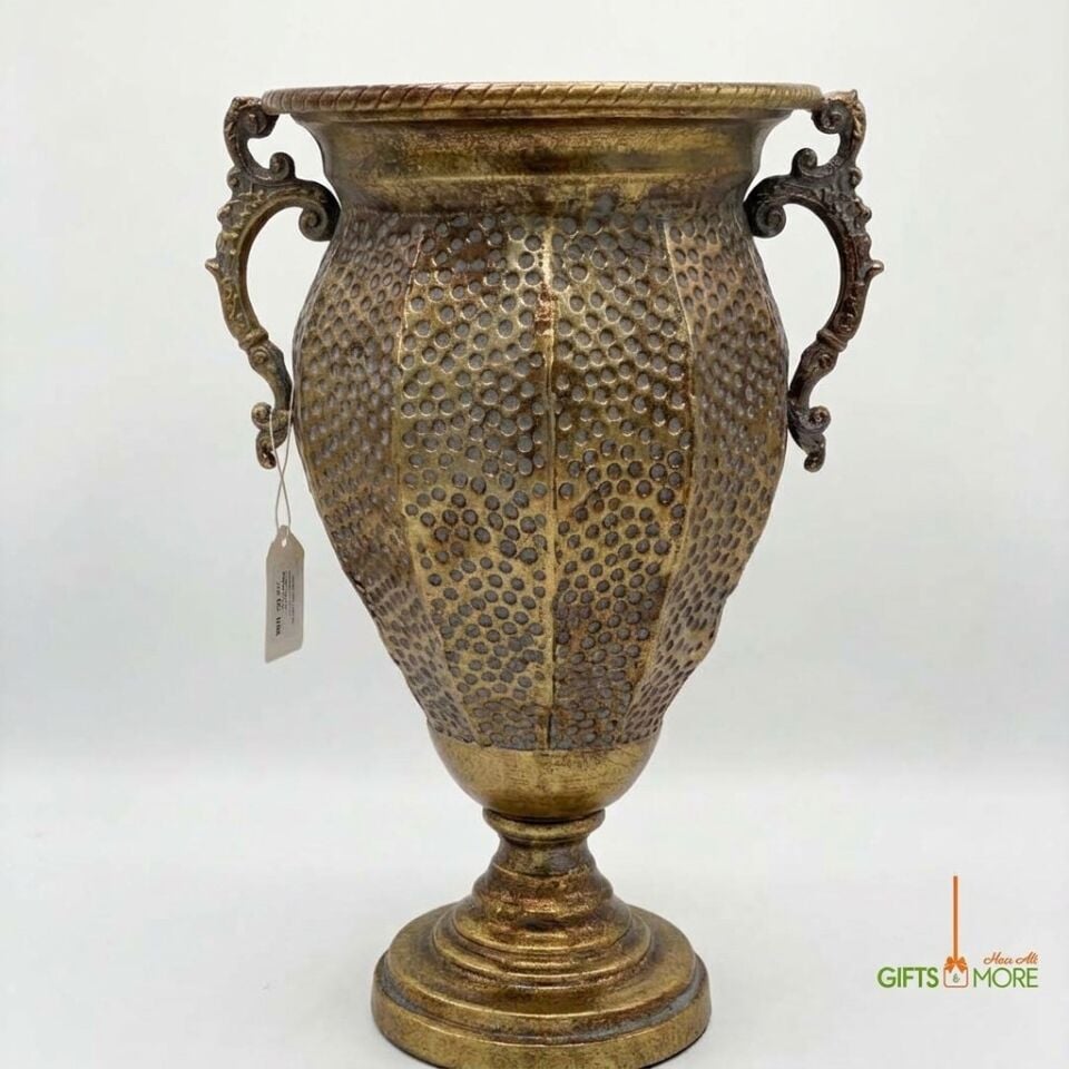 METAL ANTİK GOLD DEKORATİF VAZO 43 X 24 CM