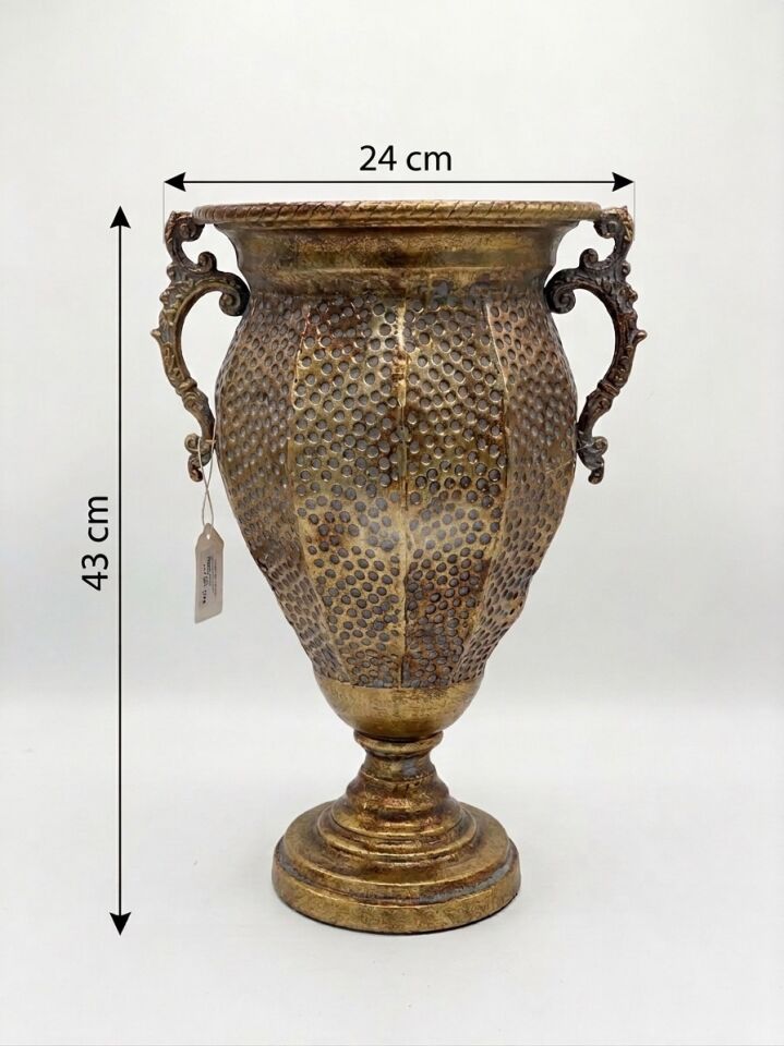 METAL ANTİK GOLD DEKORATİF VAZO 43 X 24 CM