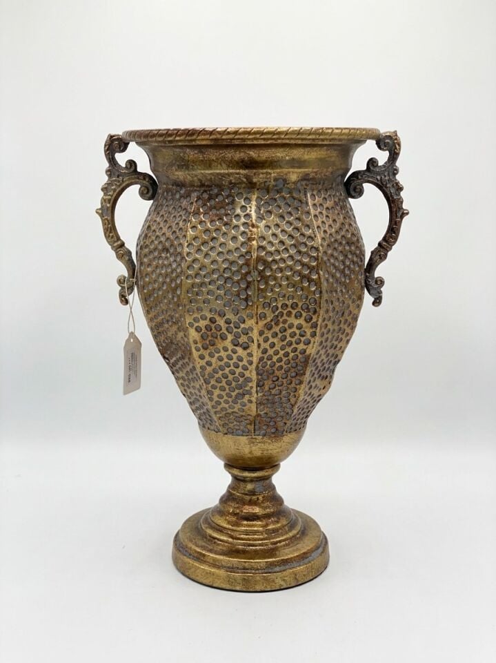 METAL ANTİK GOLD DEKORATİF VAZO 43 X 24 CM